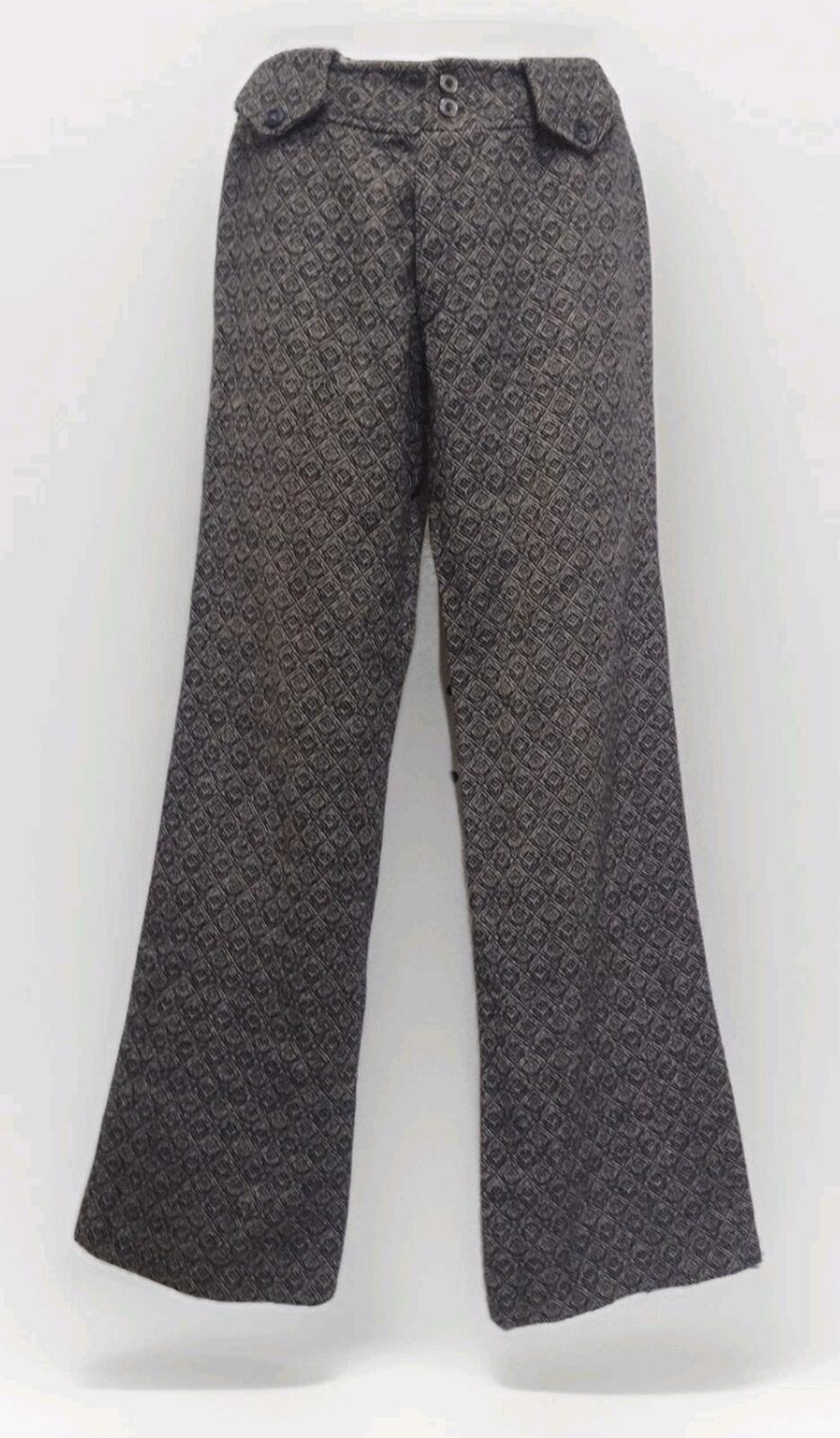 Vintage 60s Mod Wool Diamond Pants Low Rise Talon Zip Charcoal Bone Geometric