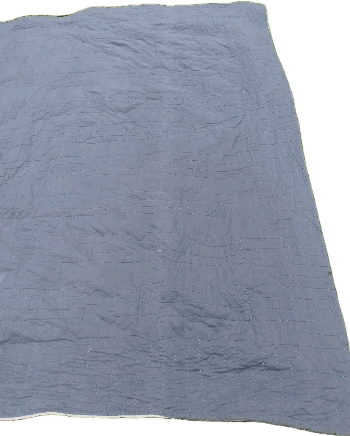 Woolrich Full Queen Quilt Blue Patchwork Plaid Reversible Cotton Farmhouse