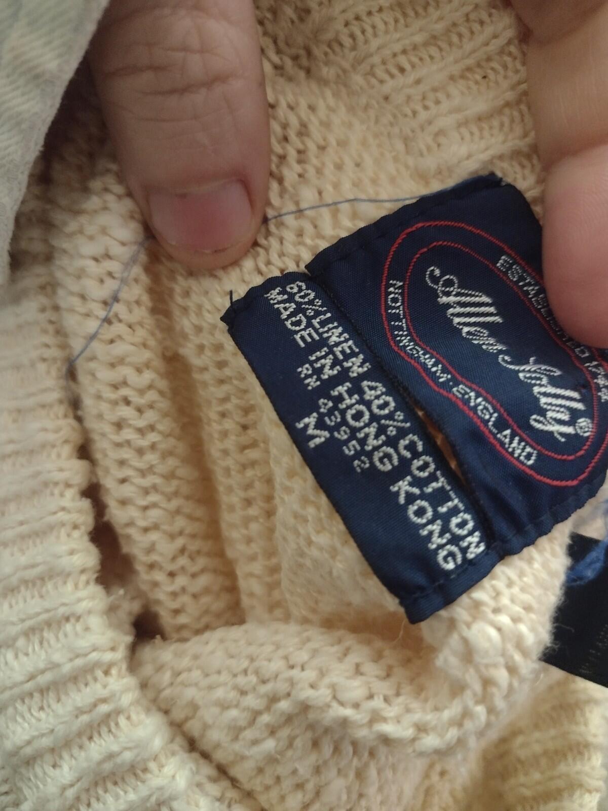 Vintage Allen Solly Linen Cotton Textured Knit Sweater Cream M Hong Kong