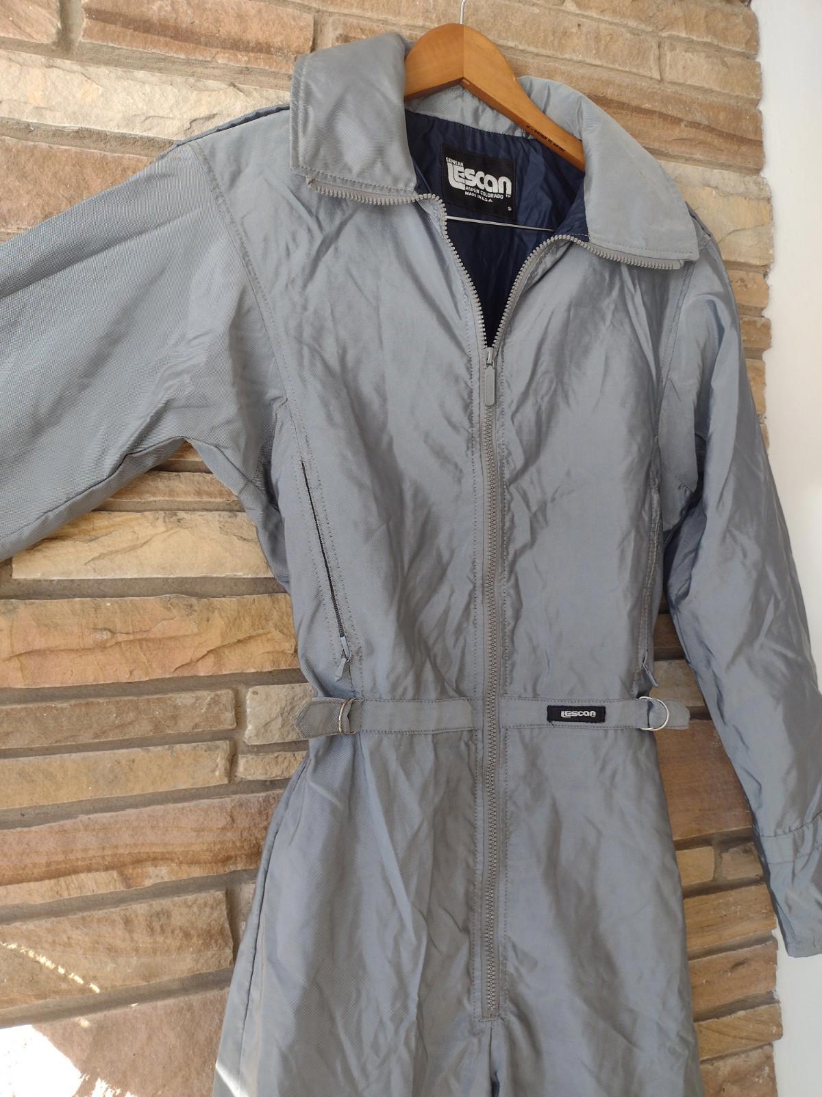 VTG 70s Lescan Aspen Ski Suit Shell Swiss Fabric riri Zippers Epaulettes Small