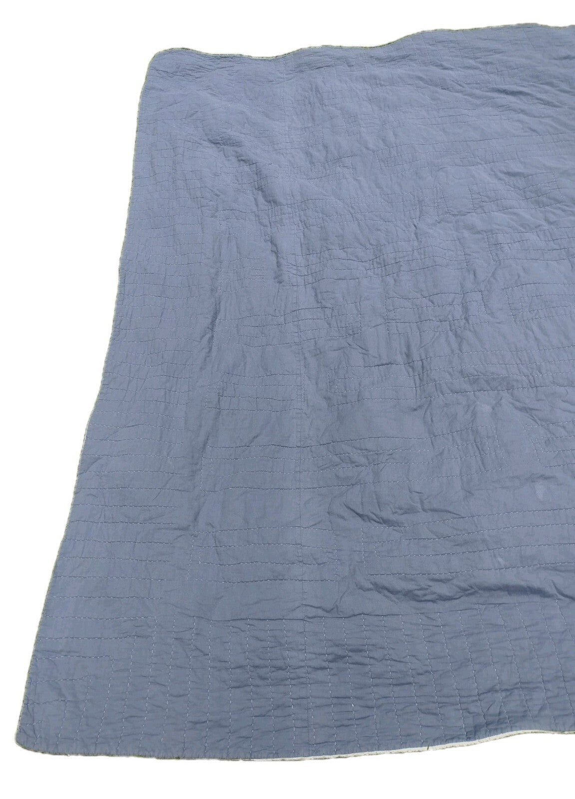 Woolrich Full Queen Quilt Blue Patchwork Plaid Reversible Cotton Farmhouse