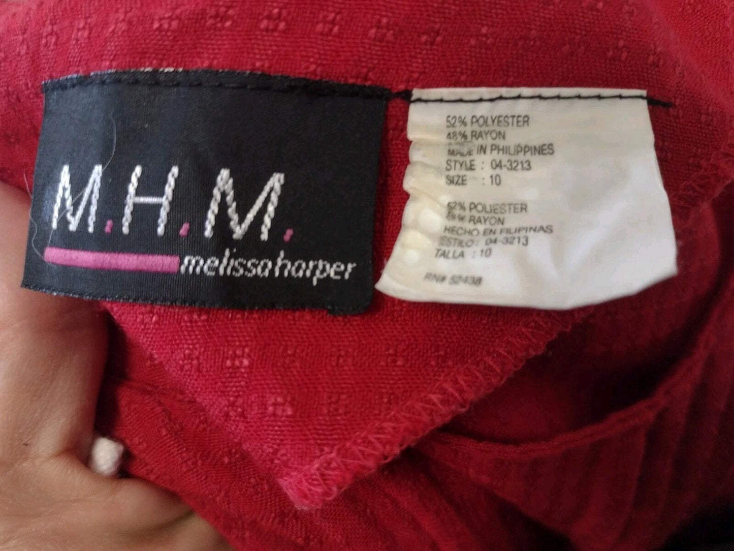 Melissa Harper Red Textured Sleeveless Dress Size 10 Button Back Pockets