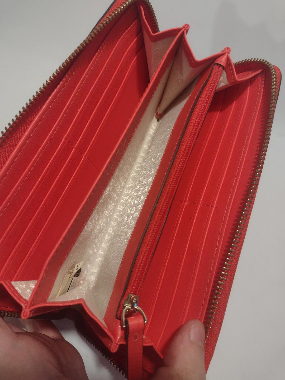 Kate Spade Neda Wallet Watermelon Zip Around Multi-Compartment Brass Zipper 4x8