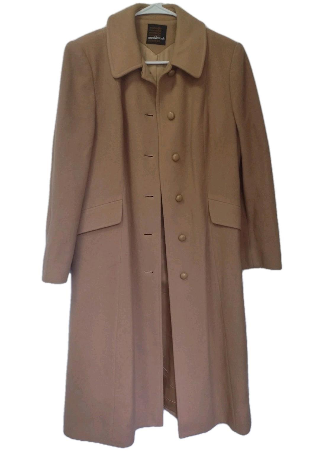 Vintage '80s Montello Mackintosh Wool Overcoat Tan Union Made W Sz 14