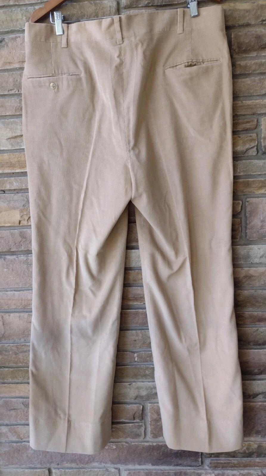 VTG 70s Tan Corduroy Pants Men Talon Hook Handmade Waist USA