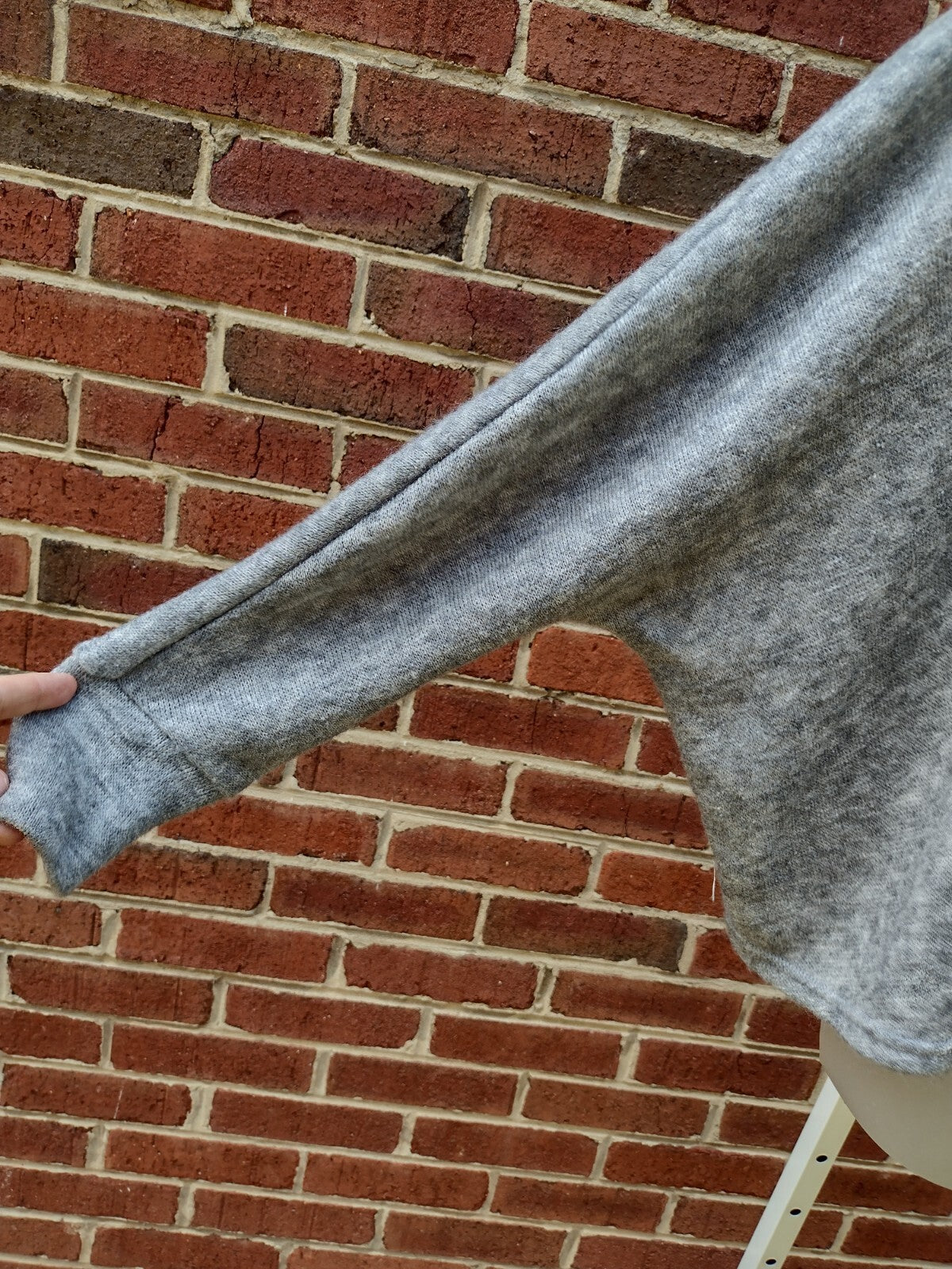 KAVU Batwing Poncho Sweater OS Gray Asymmetrical Hem Oversized Dolman Knit