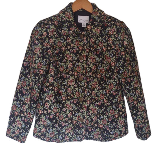Vintage TOG Shop Petite 4P Floral Tapestry Jacket Blazer Boho Lined