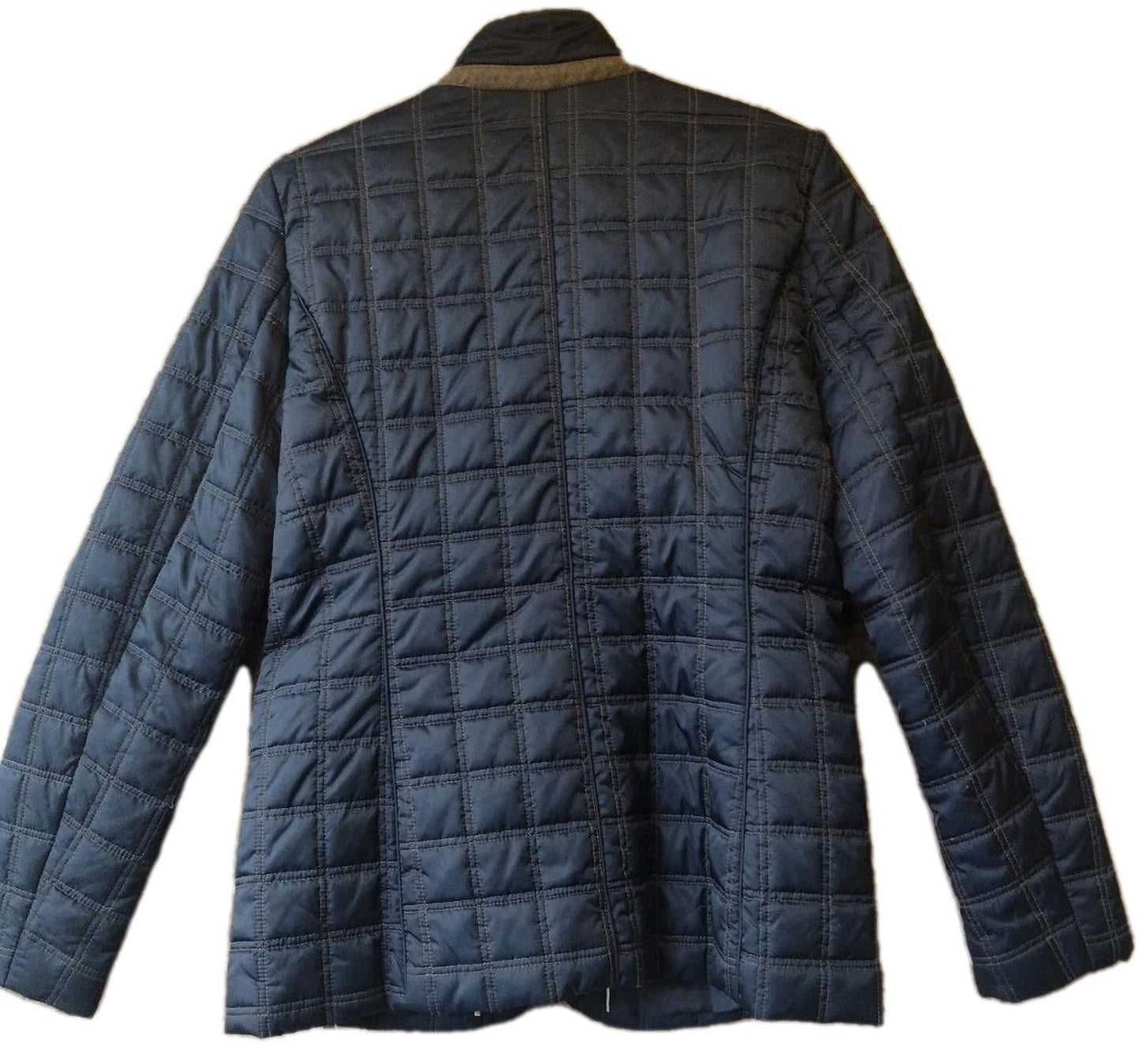 Nautica Women’s Quilted Jacket S Wool Collar Trim Dual Pockets Anchor Buttons