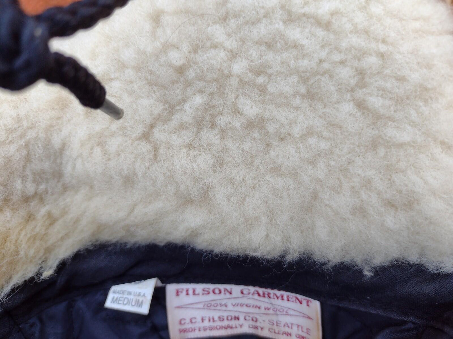 Vintage 80s Filson Wool Trapper Hat Shearling Lined USA ACTWU Medium