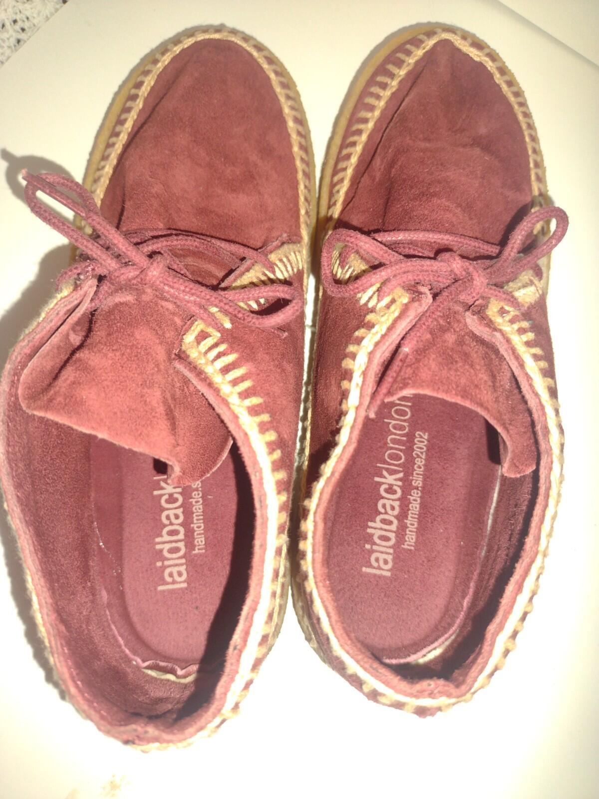 Laidback London Shenje Burgundy Suede Boots Women’s 39 Handmade Crepe Sole