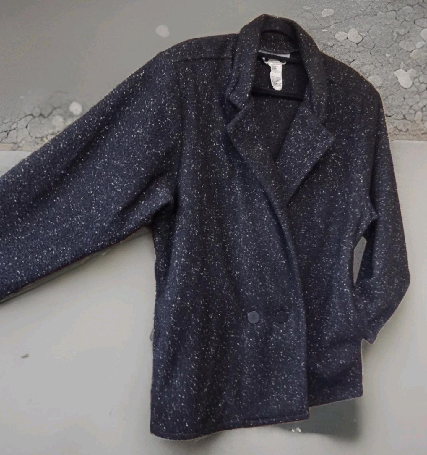 Rare 80s WBRK-FM Tweed Fleece Blazer Jacket S Double Breasted Taiwan RN55449