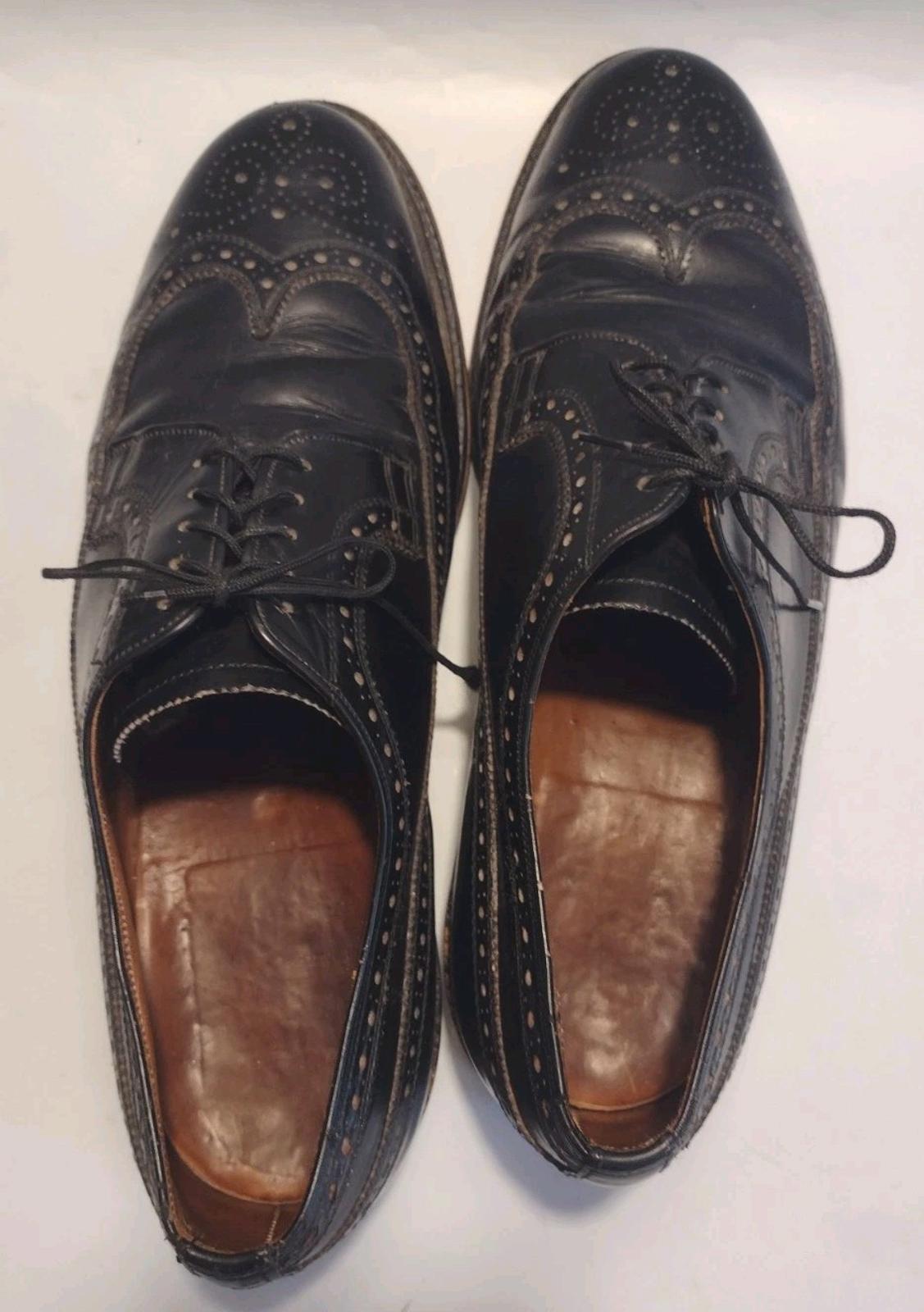 Vintage Royal Tweed Cheaney Church’s Wingtip Brogues Black UK Made Sz 11