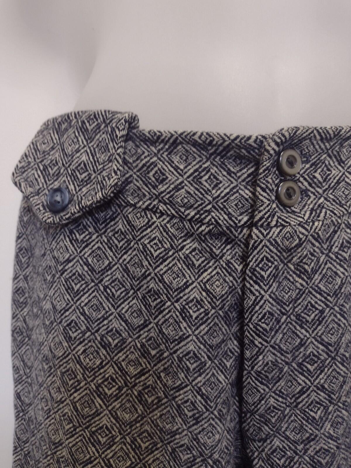 Vintage 60s Mod Wool Diamond Pants Low Rise Talon Zip Charcoal Bone Geometric