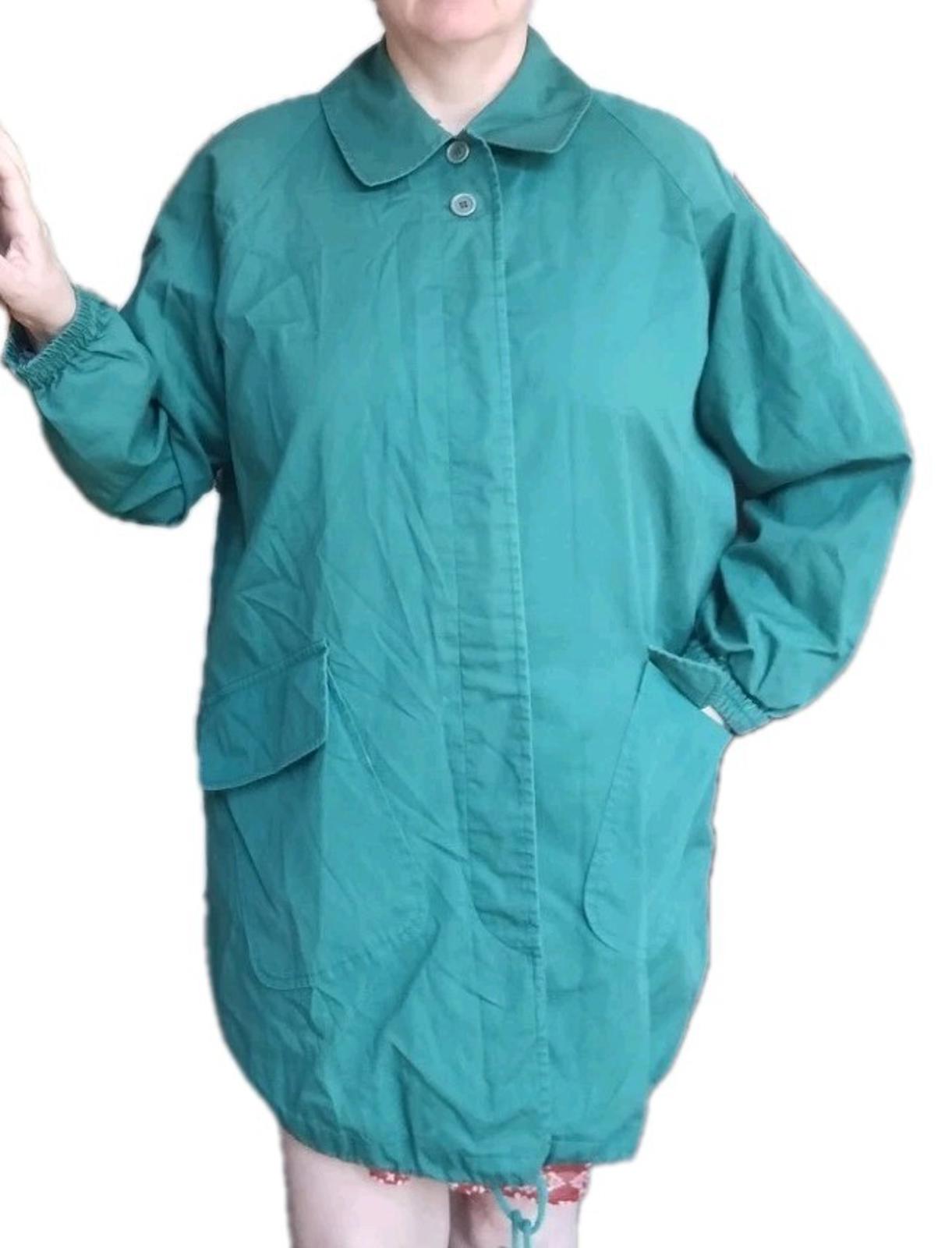 Vintage Apart Utility Jacket Wom L Green Cotton Blend Drawstring Satin Lined Y2k