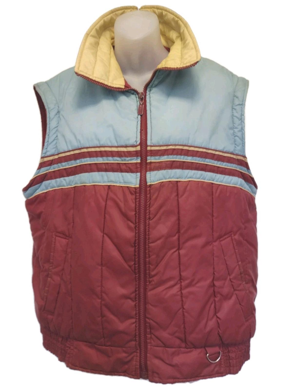 VTG 80s Sigallo Waterproof Puffer Jacket Zip Off Sleeves Brick Red  Korea Sz L