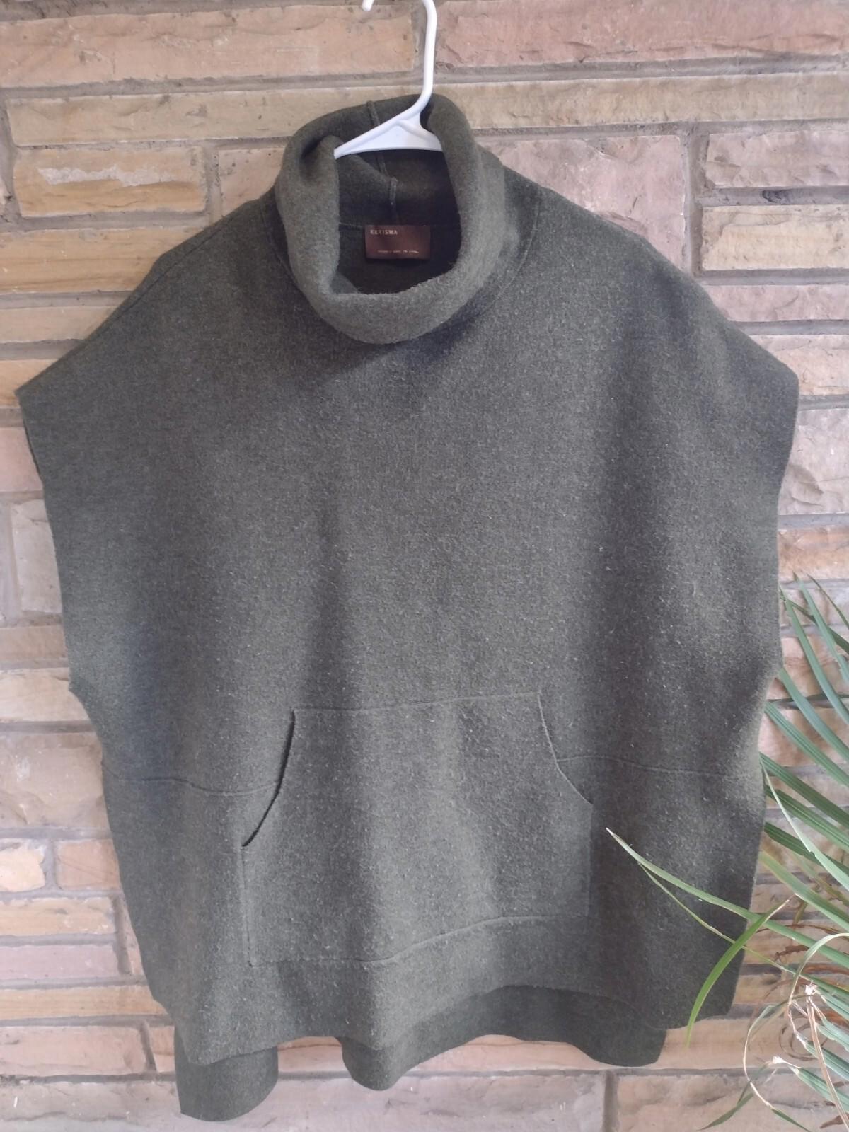 Kerisma Kanga Poncho Sweater Tunic Turtle Neck Boxy Oversized M / L Army Green