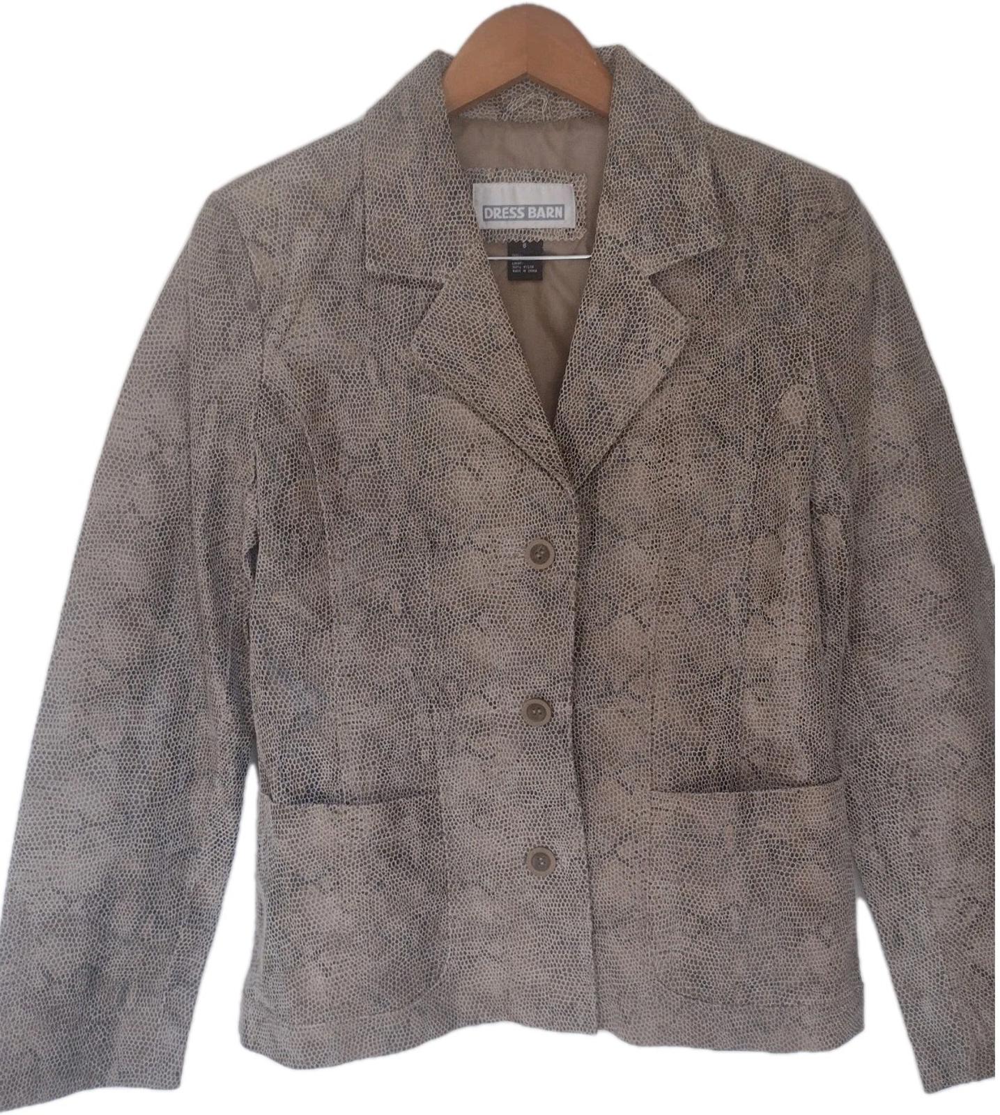 Y2k Deadstock Dress Barn Sz 6 Suede Leather Jacket Embossed Snakeskin Sheen