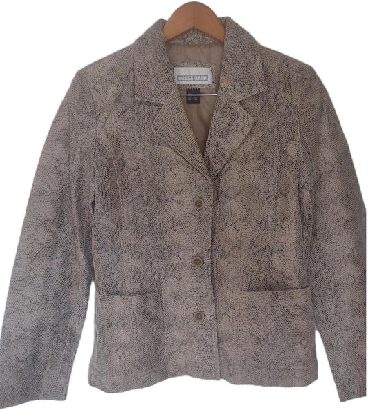 Y2k Deadstock Dress Barn Sz 6 Suede Leather Jacket Embossed Snakeskin Sheen