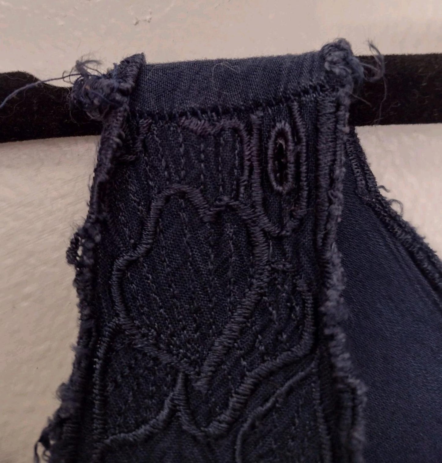 Vintage Fit & Flair Navy Dress Pockets Rayon Navy Blue Embroidered Eyelet Sz 10