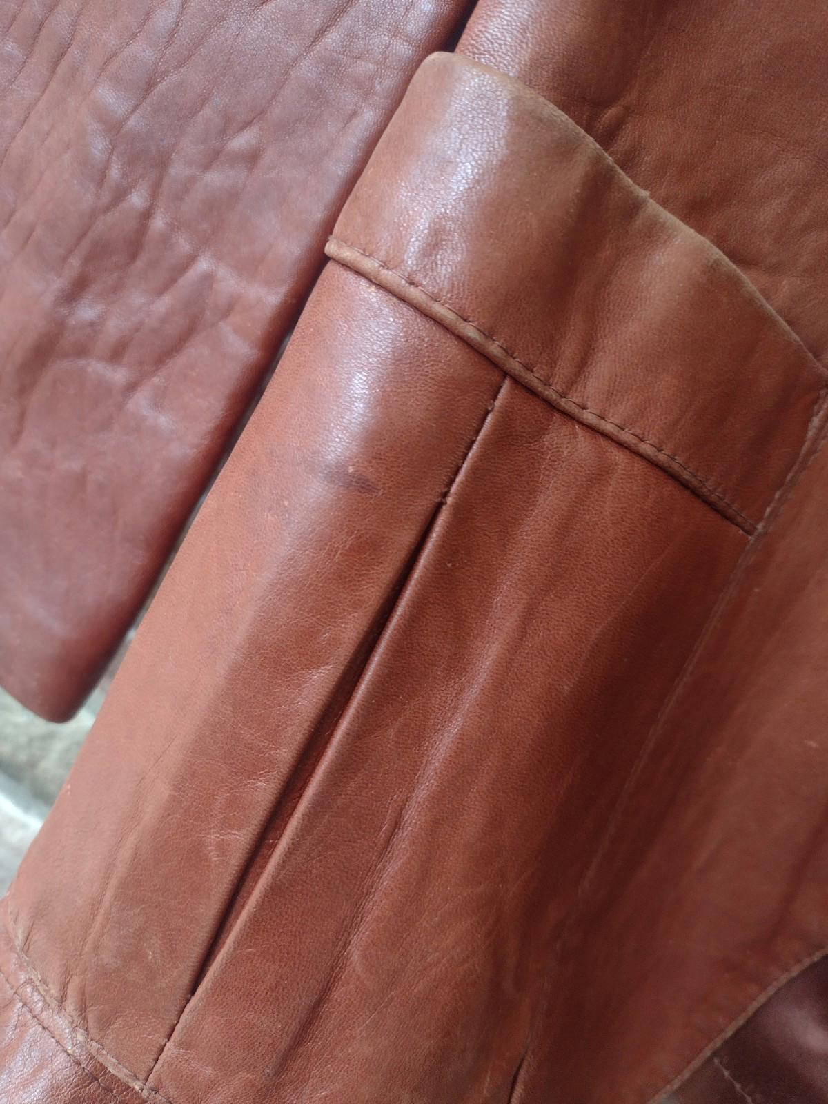 Vintage 70s Remy Lambskin Leather Jacket Cognac Brown Distressed Size S/M