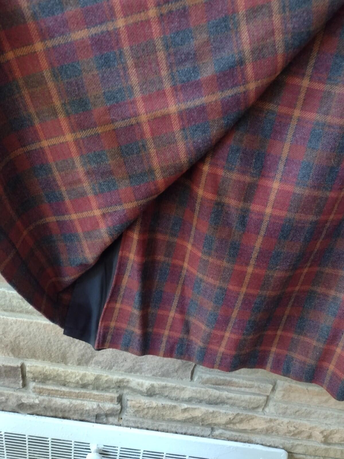 Lady Hazan Vintage 18W Wool Blend Plaid Wrap Look Skirt Fringe USA Made