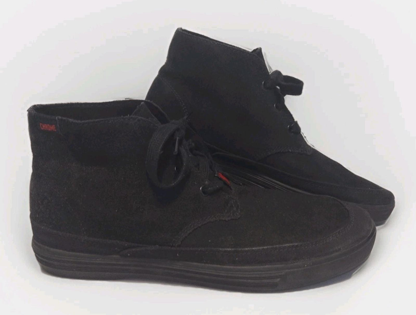 Chrome Mid Top Sneakers Mens Sz 8 Black Suede Chukka All Black Shoes BR 1215