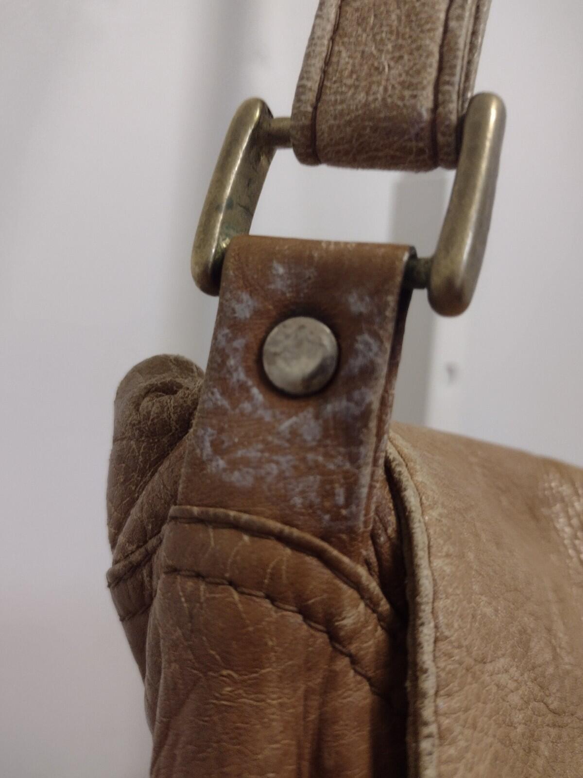VTG Distressed Leather Messenger Bag Lg Organizer Crossbody