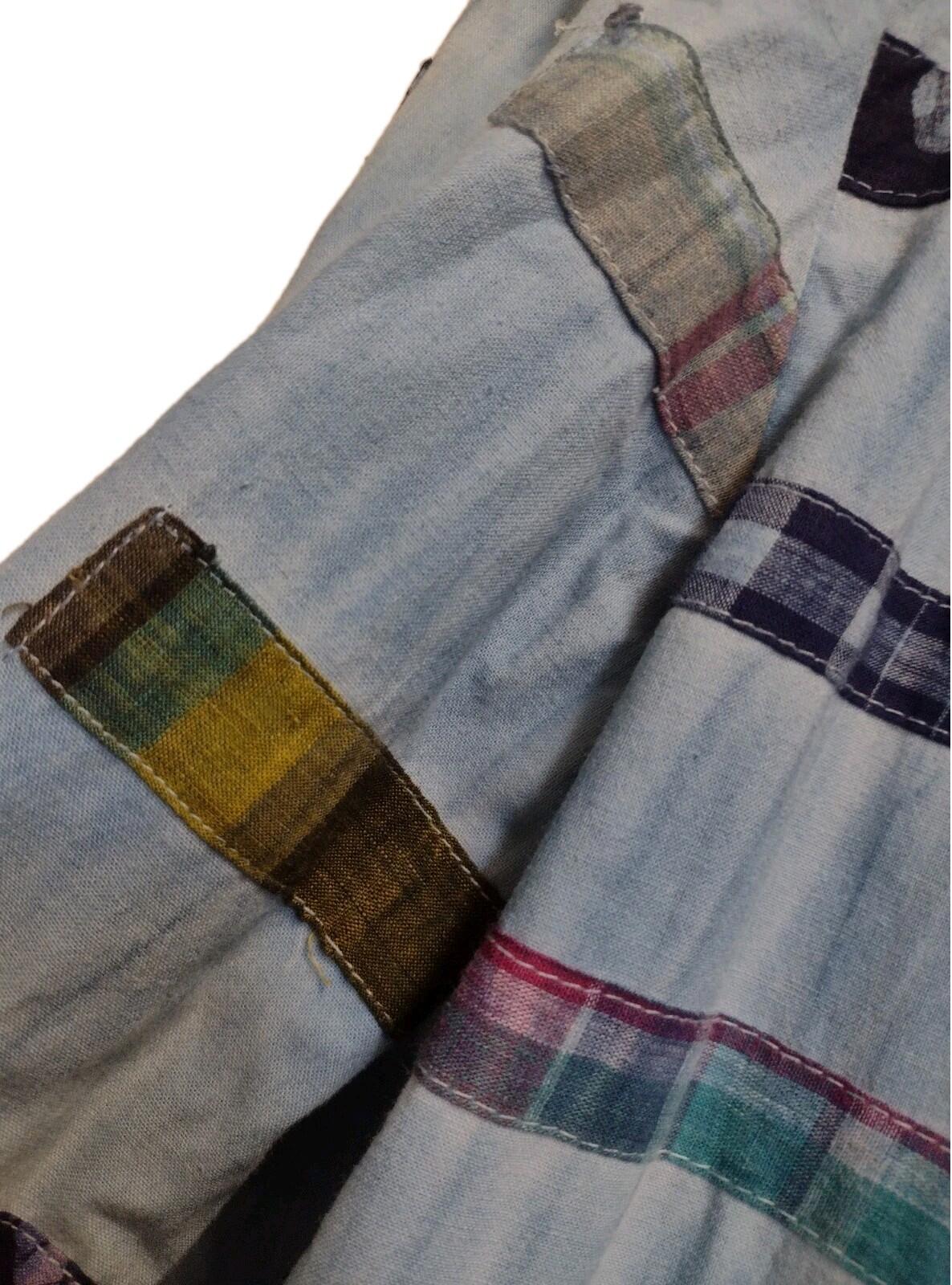 VTG 80s Men’s Patchwork Cotton Jacket East West India Blue Tie Dye Art Wear M