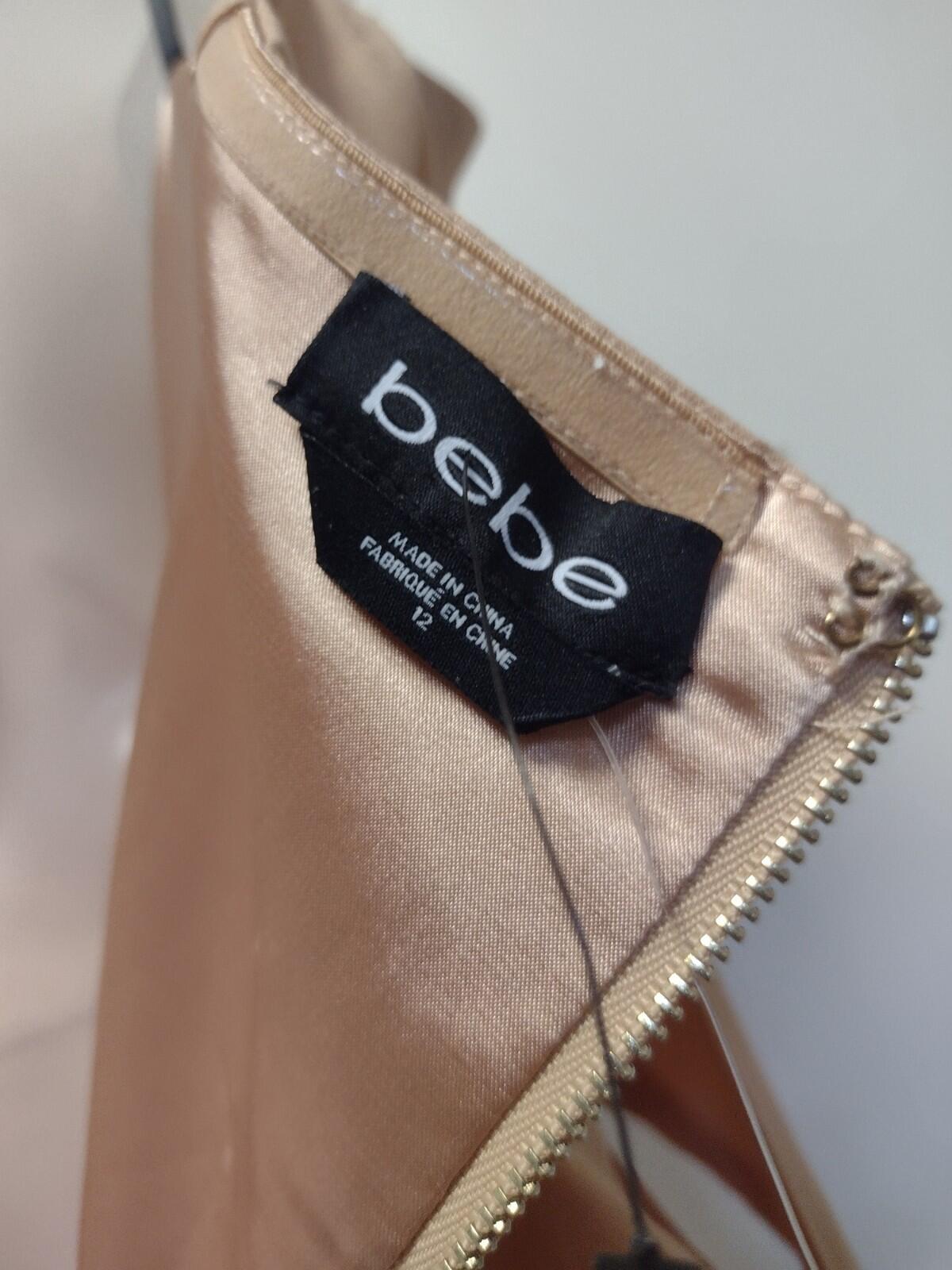 NWT bebe Natalie Foil Blush Detachable Straps Jumpsuit Tie Front / Back Waist 12