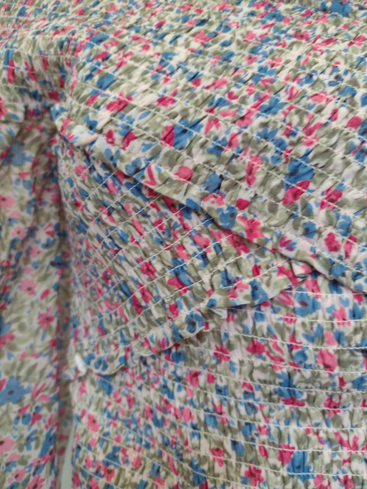BB Dakota Steve Madden Y2K Elastic Bandage Floral Top Sheer Sleeves Sz S