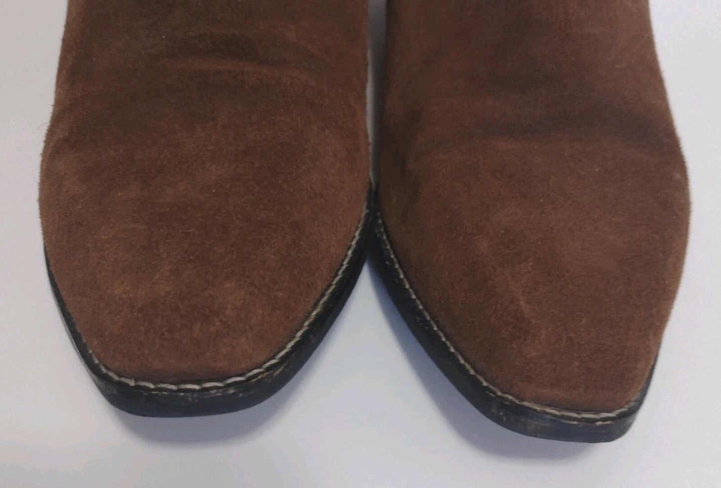 Vintage 70s Brown Suede Western Boots Women’s 10N Soft Shaft Green Lining