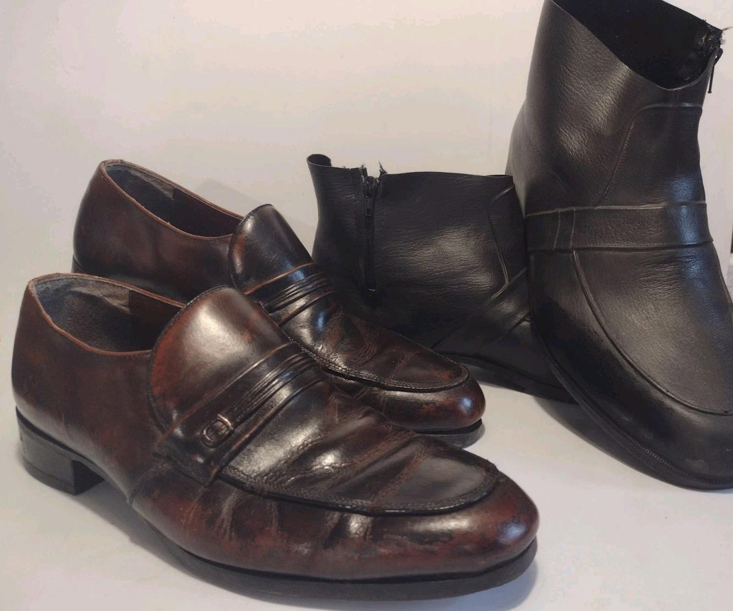 Vintage Men's Dress Shoes 10C Union Made + Totes Overshoes USA MAGIC Sole
