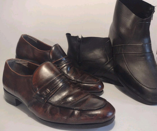 Vintage Men's Dress Shoes 10C Union Made + Totes Overshoes USA MAGIC Sole