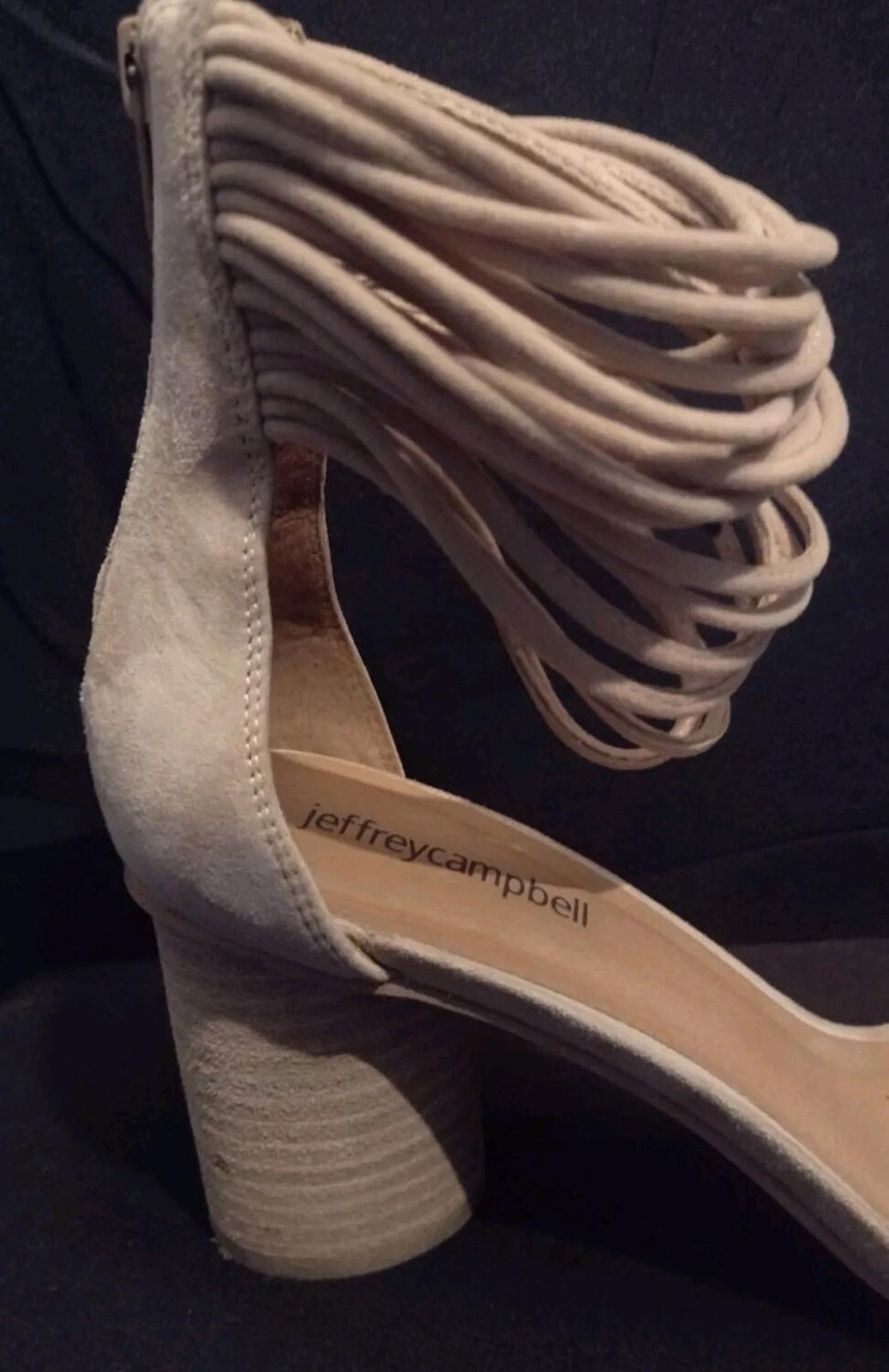 Jeffrey Campbell Tan Pallas Rope Heels Ankle Strap  Sandals Sz 7.5