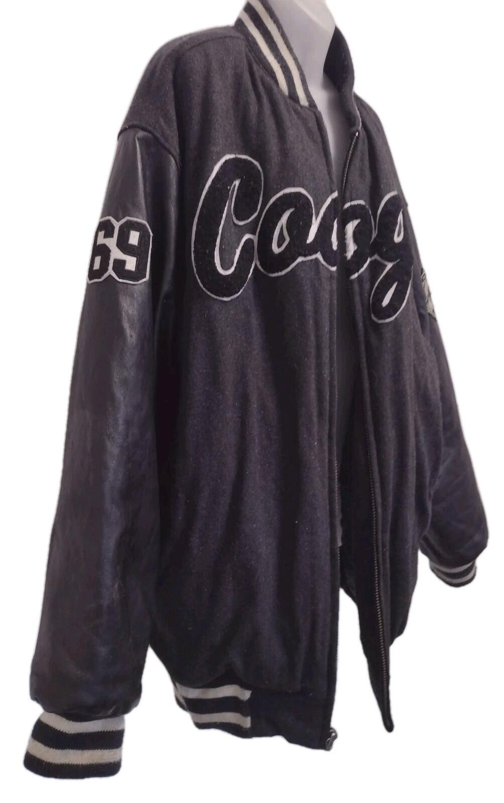COOGI XXL Varsity Jacket Rainbow Stitch Script Logo Black