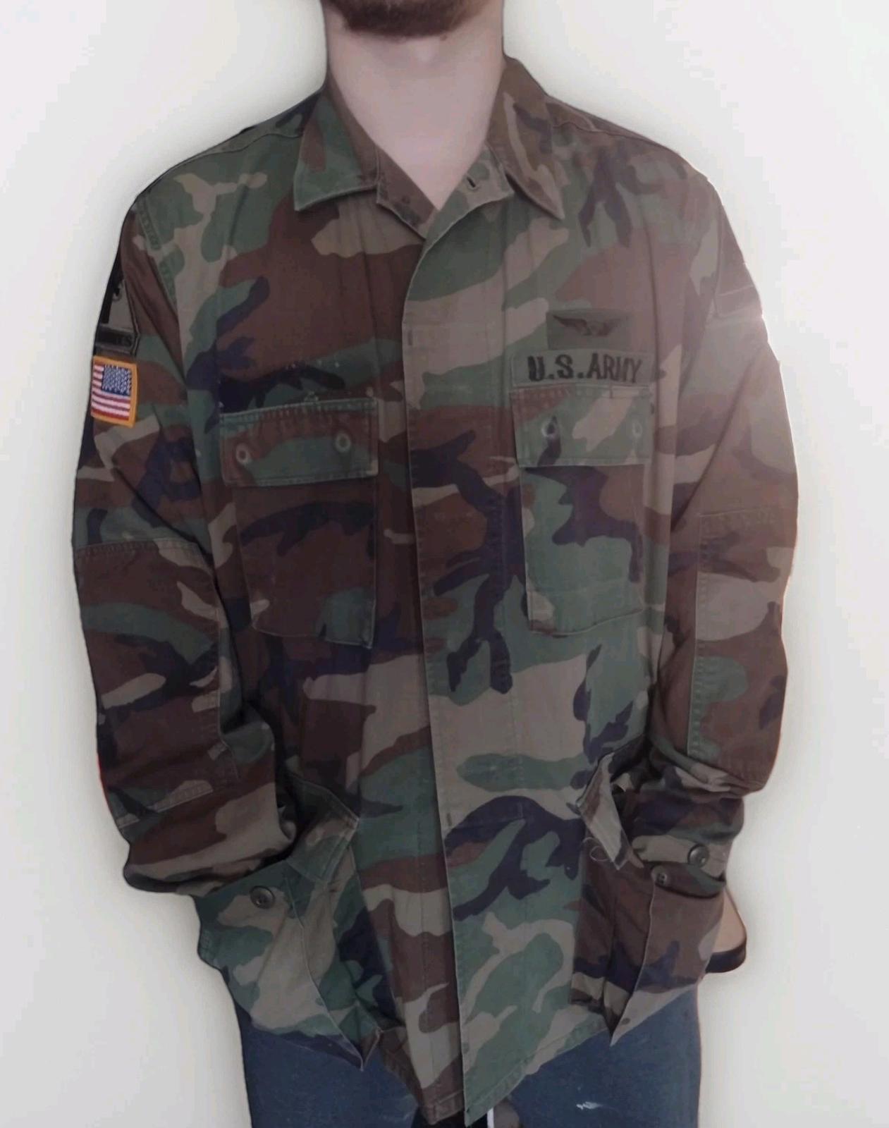 Vintage 80s U.S. Army Camo Jacket 1st Armored Division W ‘Old Ironsides’ Patches