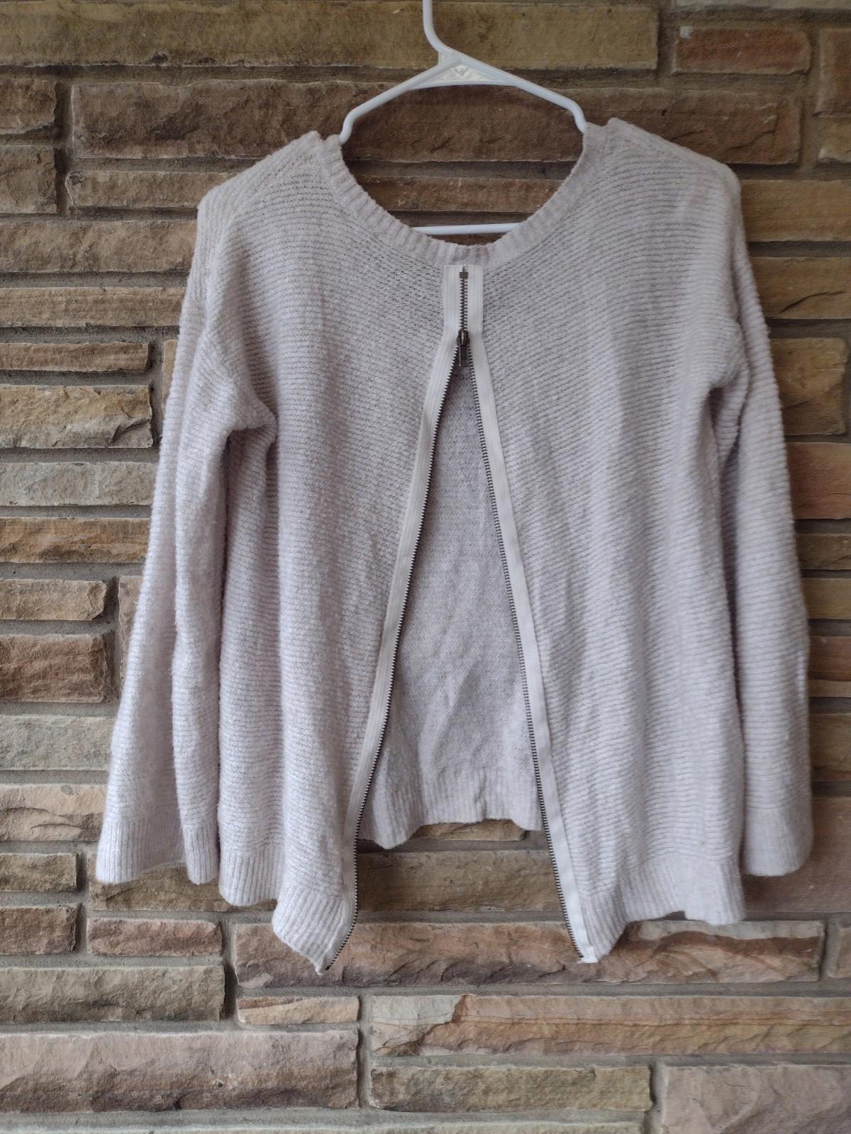 American Eagle Outfitters Sweater Womens S Beige Green Knit Zipper Back