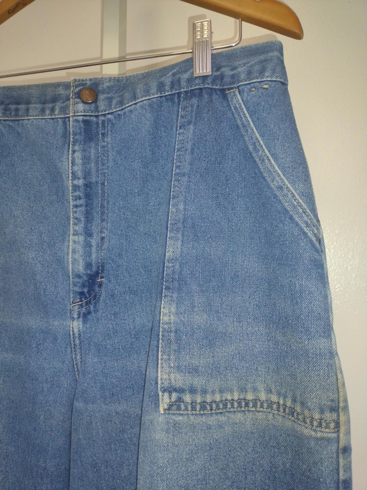 Vintage 70s High Waist Wide Leg Jeans Talon 42 Zip Elastic Back Patch Pockets