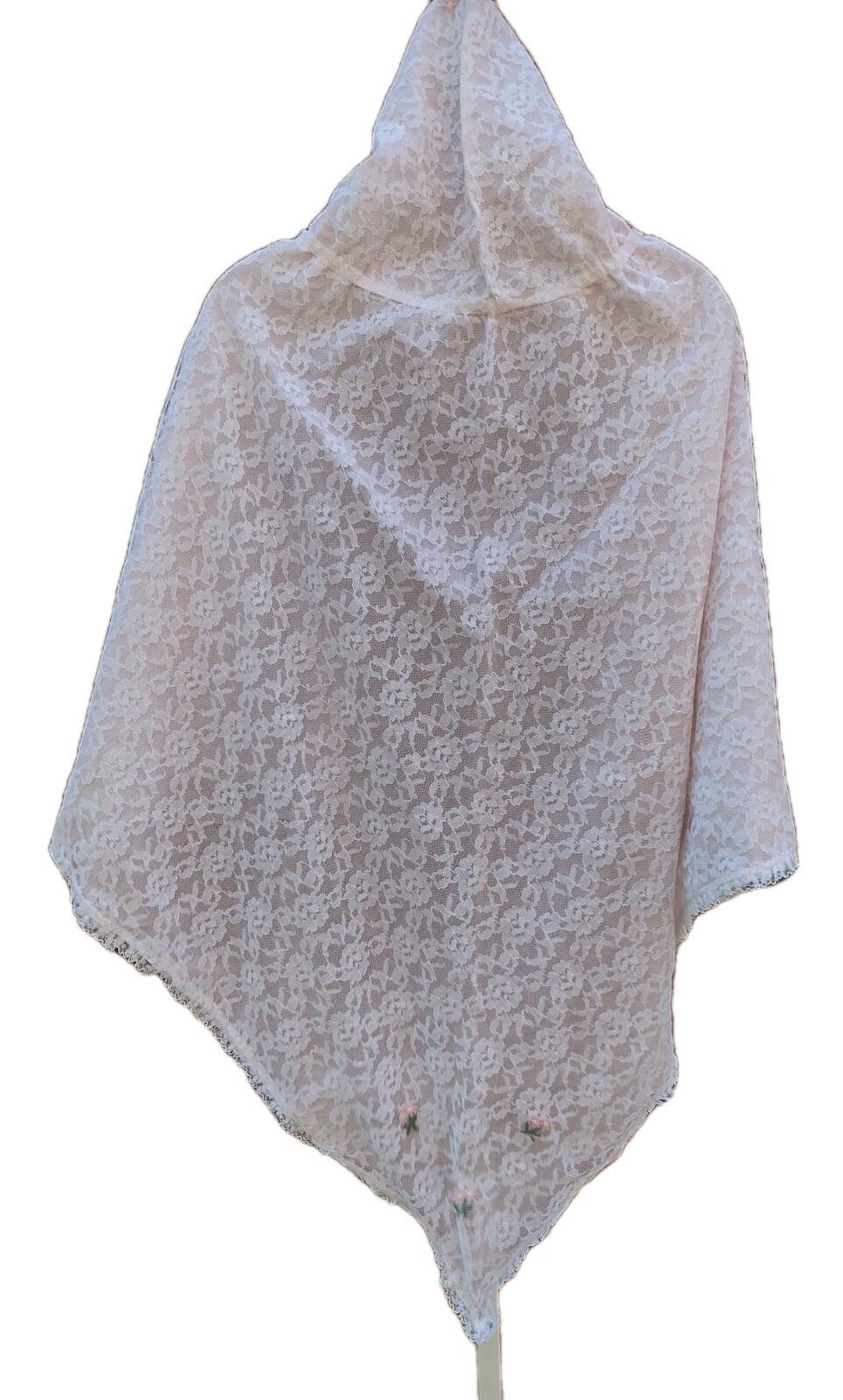 VTG Rare 80s Martha's Miniatures White Lace Hooded Cape Girls Size 6 Never Worn
