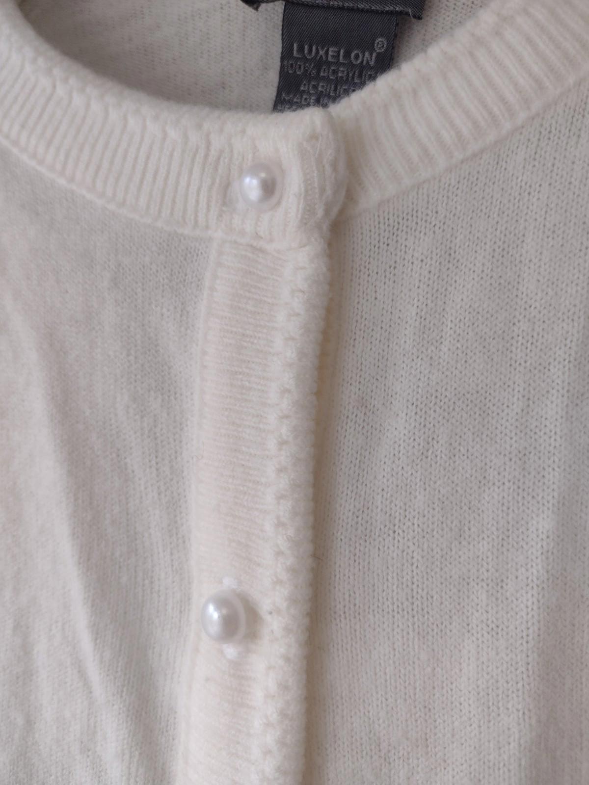 🔥 Vintage 80s Designers Originals Pearl Button Cardigan USA XS Ivory Cream