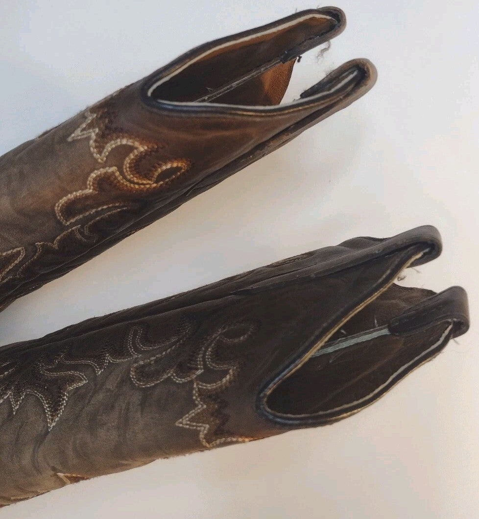 Circle G Cowboy Boots Womens 7 Brown Leather Western Snip Toe Embroidered Mexico