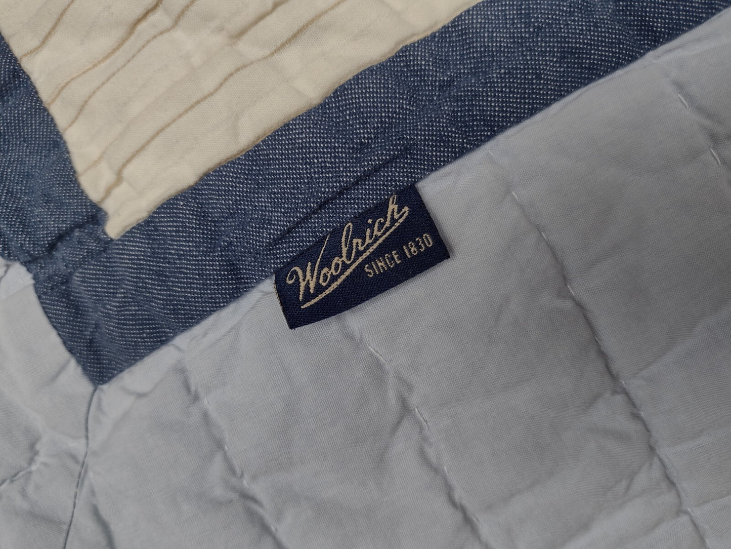 Woolrich Full Queen Quilt Blue Patchwork Plaid Reversible Cotton Farmhouse