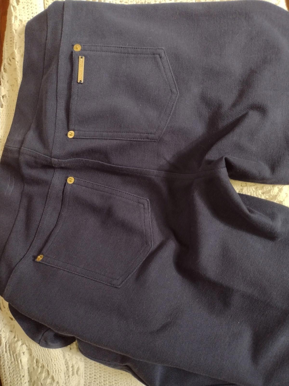 Michael Kors Leggings M + Logo Scarf Set Navy Gold Hardware Designer Bundle