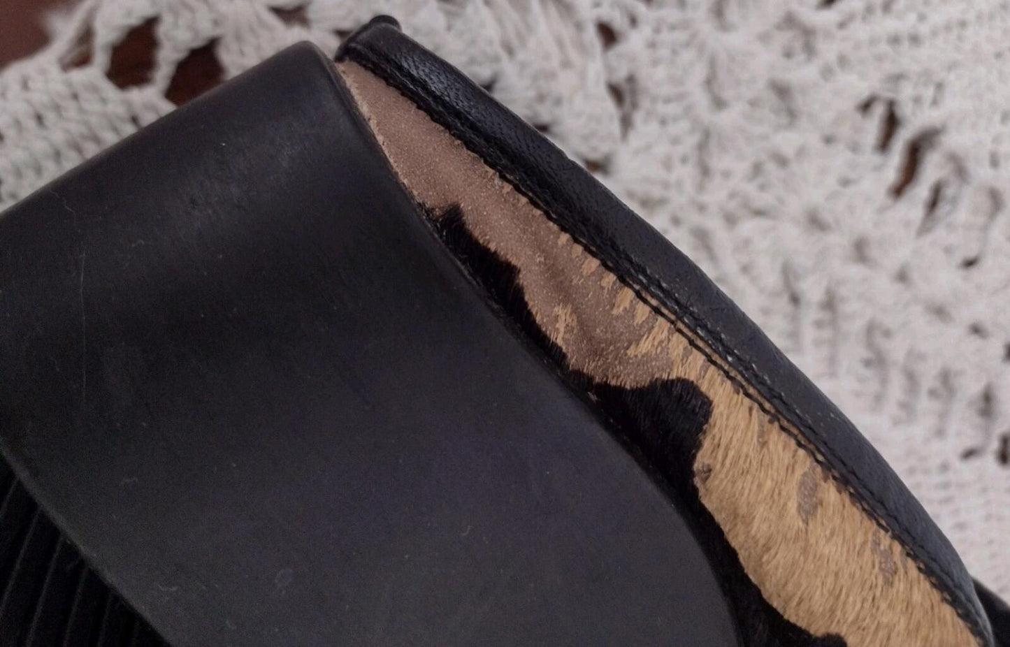Retired VTG OS By Artifacts Pony Hair Brown Black Clogs Rubber Sole Sz 7