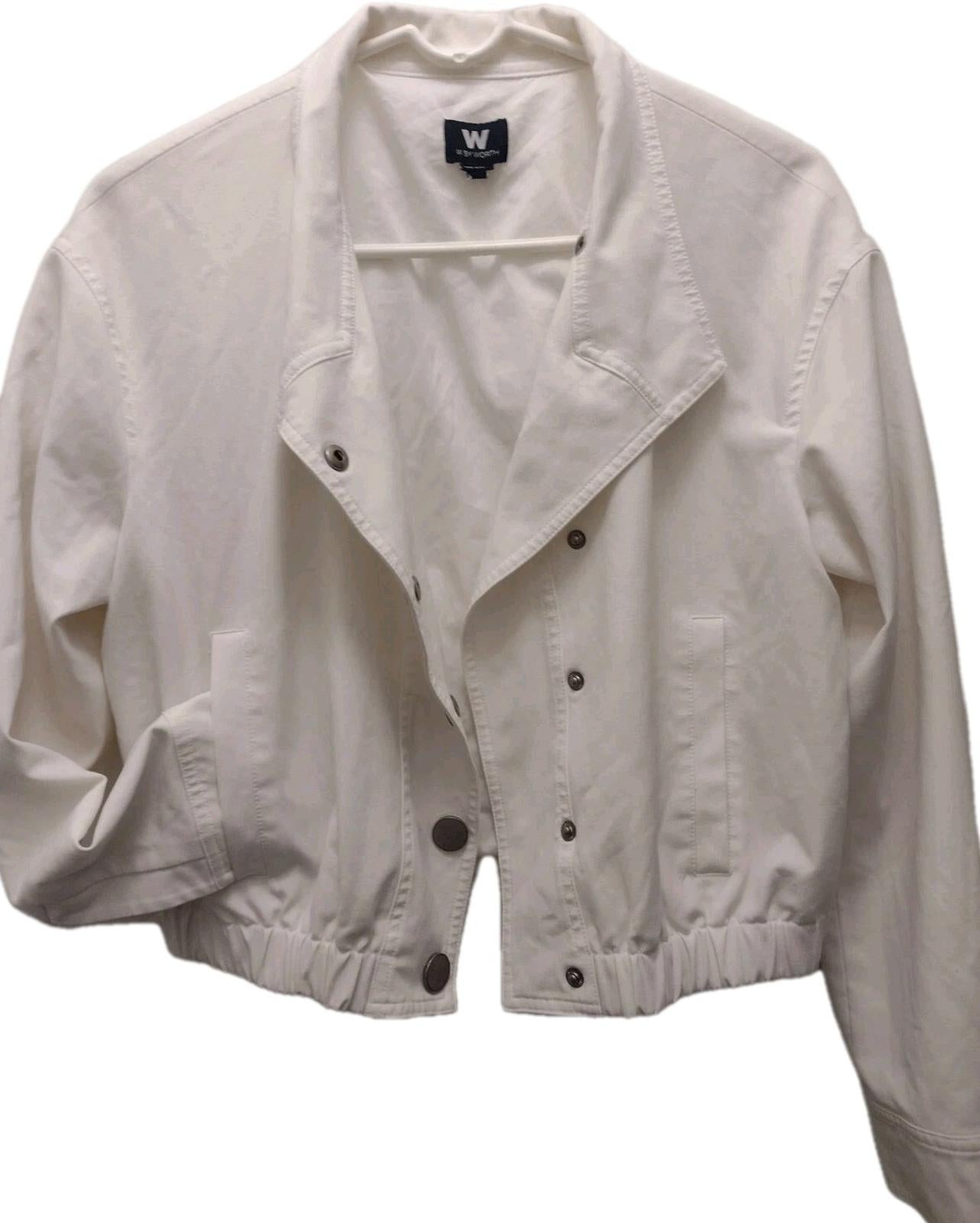 W by worth White Snap Up Jacket With Elastic Waist Size Petite