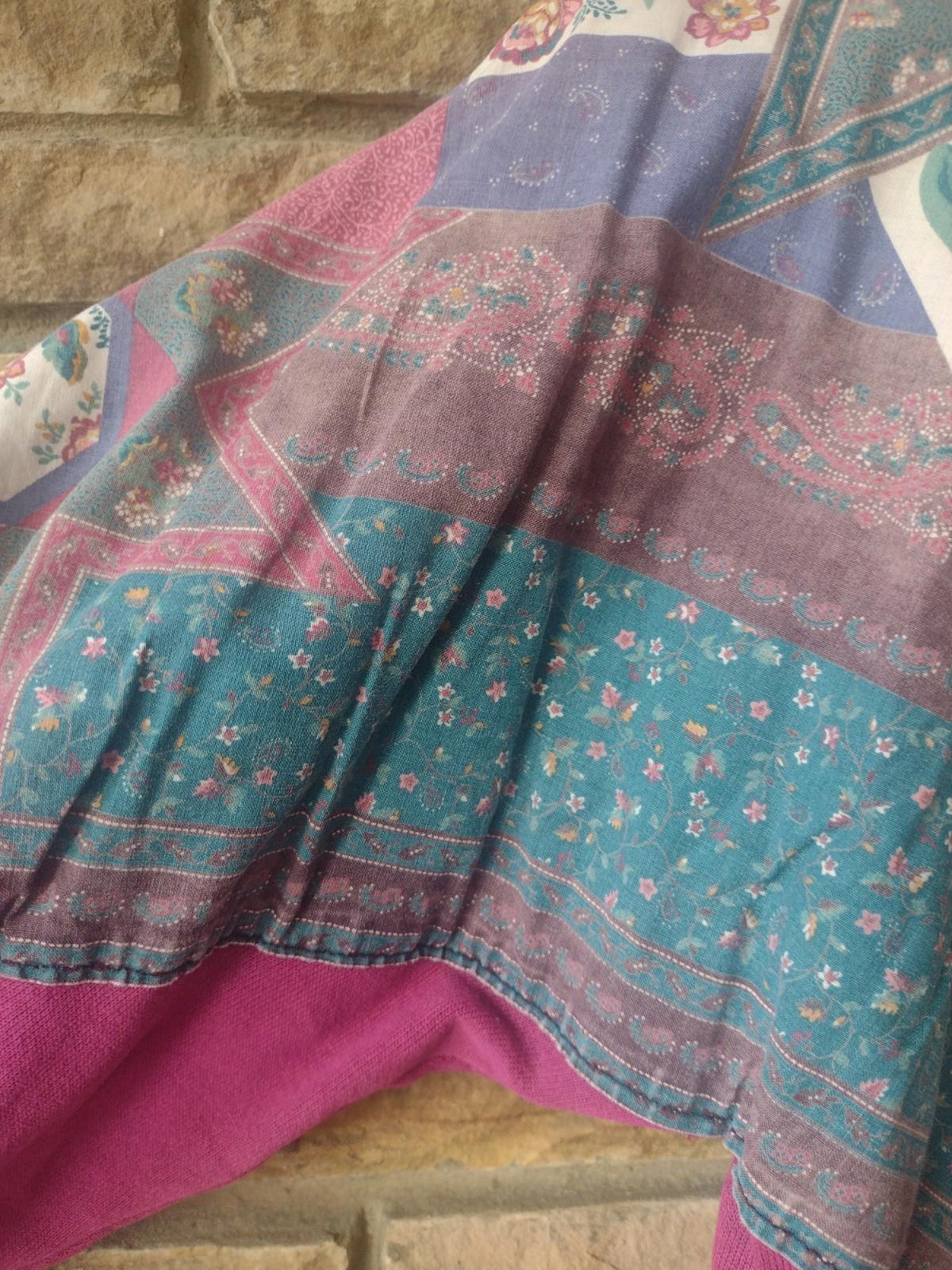 Vintage 80s Hanes USA Quilt Panel Sweatshirt L Handmade Patchwork Print
