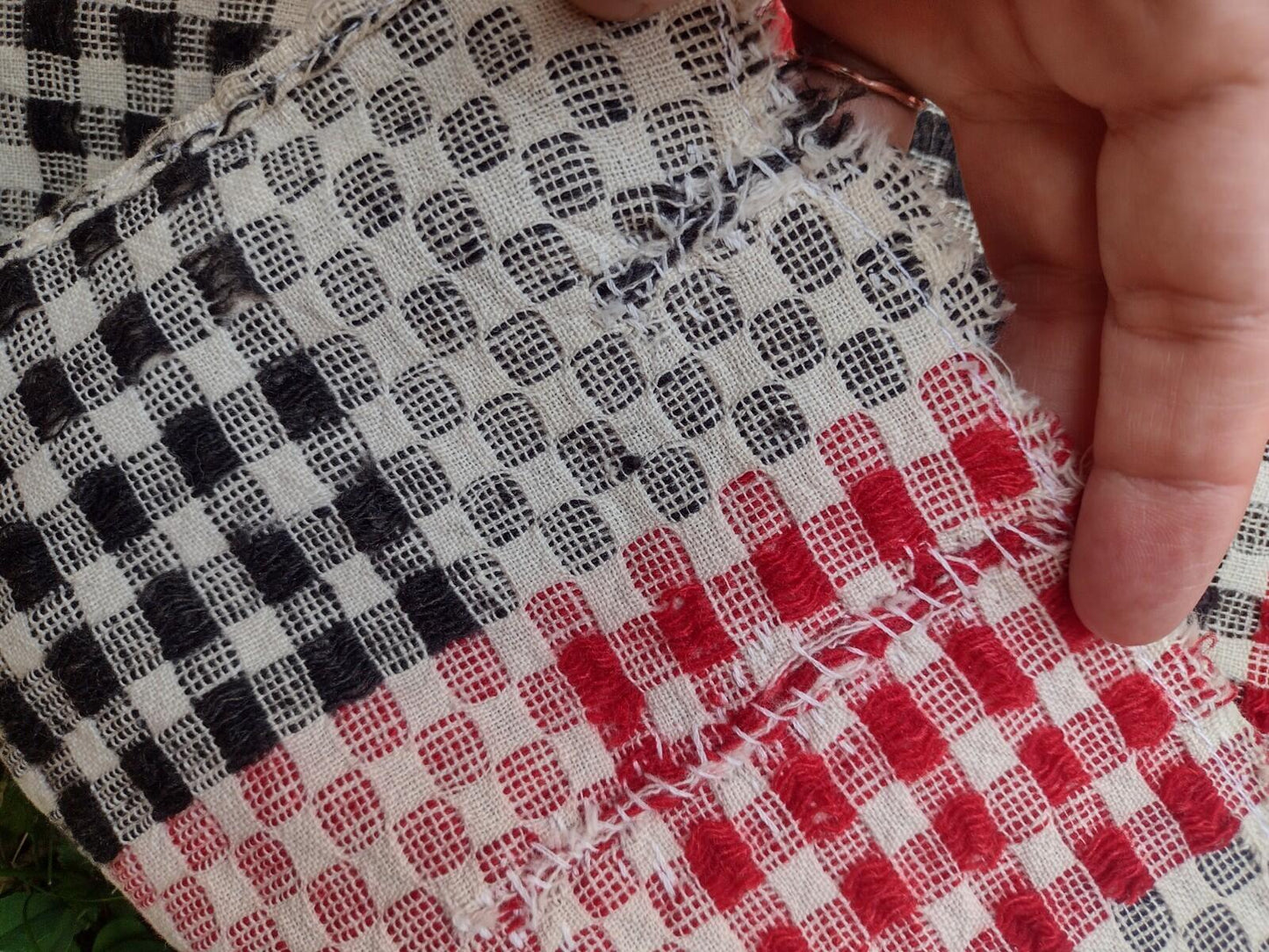 1930s Depression Wool Needlewoven Feed Sack Throw Blanket Red Black Folk 82x60
