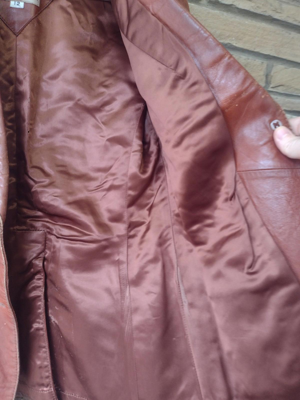 Vintage 70s Remy Lambskin Leather Jacket Cognac Brown Distressed Size S/M