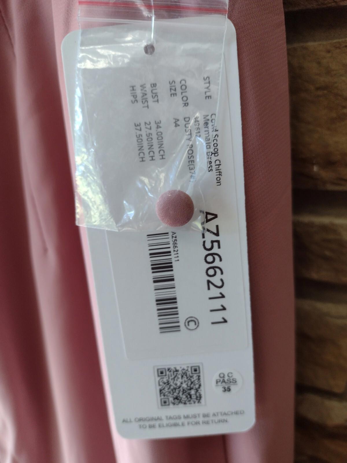 AZAZIE KENDALL And KYLIE Cowl Dusty Rose Chiffon Mermaid Dress  A4 New