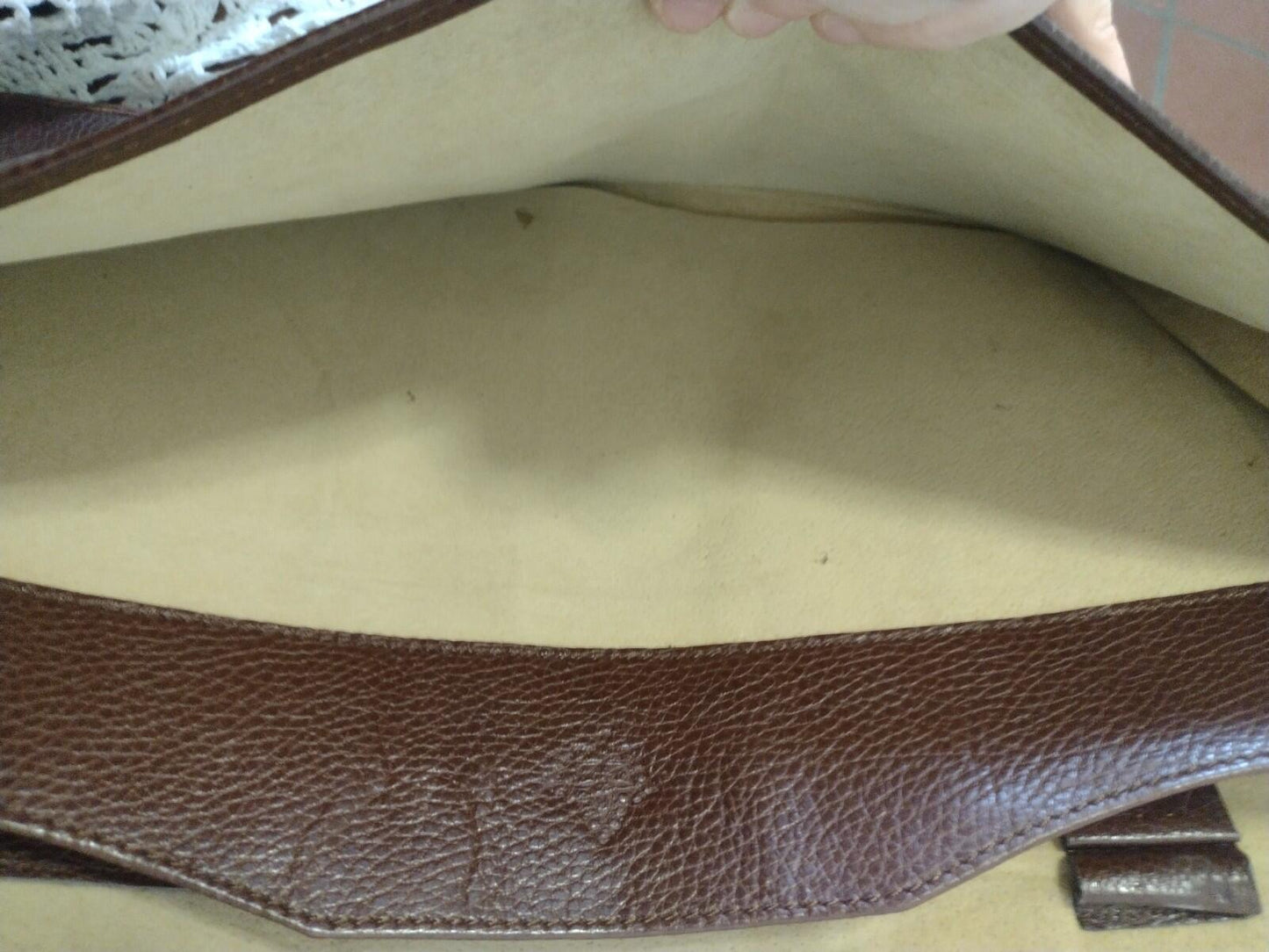 VTG 70s AKA Sorority Leather Folio Portfolio Embossed Shield Brown Document Case